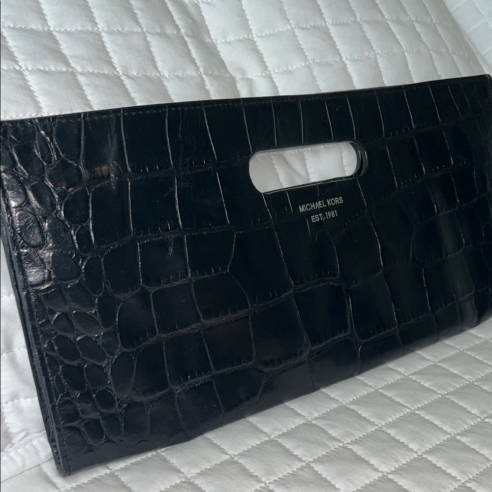 Michael Kors Black Croc-Patterned Clutch - Picture 3 of 7